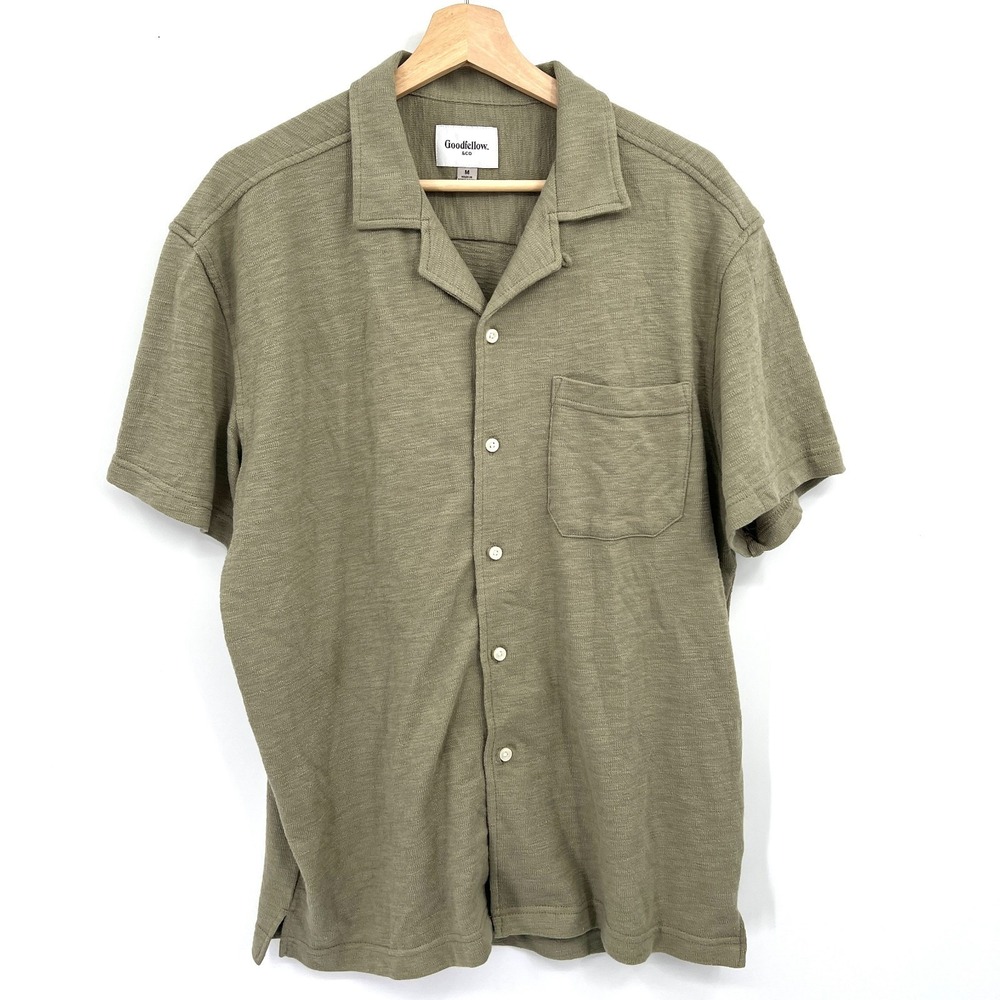 Goldfellow & Co green textured cotton blend casual‎ button front shirt hipster M
